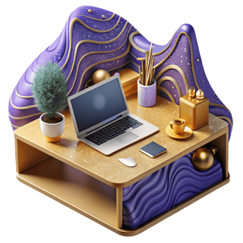 wonderful traditional Office Desk with Laptop and Stationery Isolated authentic png