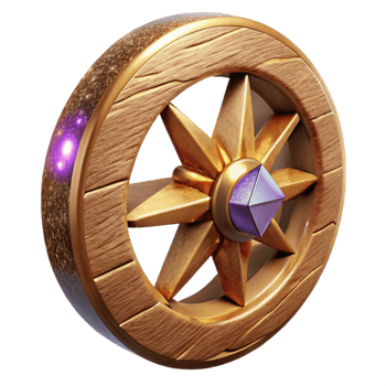 serene minimalist Old Wooden Wheel Side View Isolated Element original png
