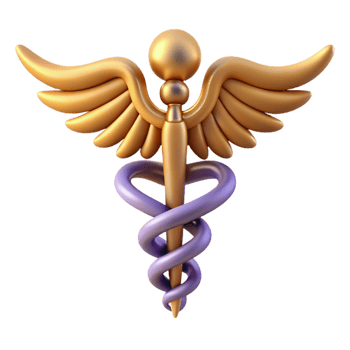 dramatic vintage Caduceus, staff of Hermes, symbolic representation, high quality png