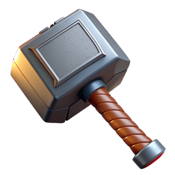 wonderful rustic Mjolnir, Thor's hammer, powerful weapon, 4K png