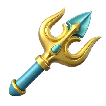 elegant traditional Poseidon's trident, ornate and powerful, genuine png