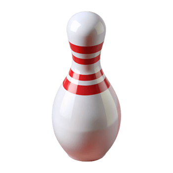 serene rustic A bowling pin, white with red stripes, 4K png