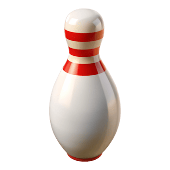 magnificent classic A bowling pin, white with red stripes, detailed png