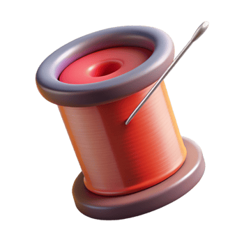 elegant contemporary A needle and thread, poised for sewing, detailed png