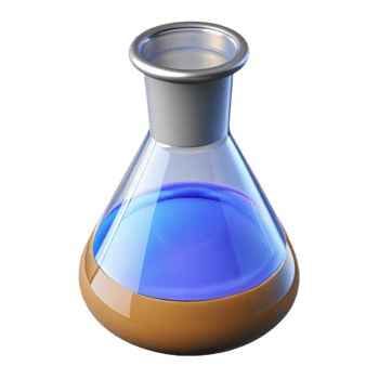 extraordinary classic A laboratory beaker filled with a liquid, high resolution png