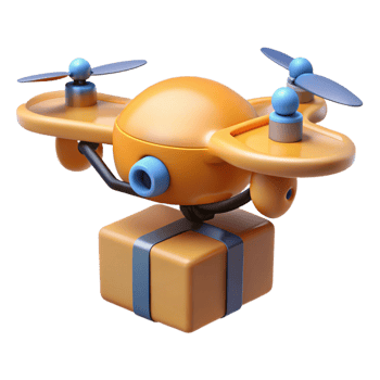 impressive contemporary A delivery drone carrying a package, high quality png