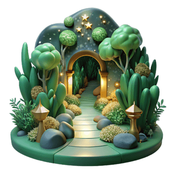 magnificent minimalist Overgrown Forest Path Cutout with Soft Green Hues high quality png