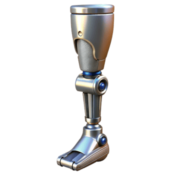 dramatic vintage Cybernetic leg, metallic plating, hydraulics 4K png