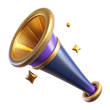 beautiful minimalist Party Horn with Noisemaker Isolated on Transparent Background premium png