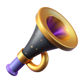 beautiful classic Party Horn with Noisemaker Isolated on Transparent Background genuine png