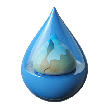 extraordinary artistic A single drop of water with a miniature world reflected inside, 4K png