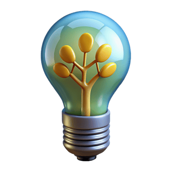 wonderful rustic A lightbulb with a glowing filament shaped like a tree, premium png