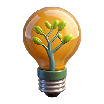 dramatic abstract A lightbulb with a glowing filament shaped like a tree, exclusive png