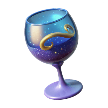 magnificent abstract A wine glass filled with swirling stardust, professional png