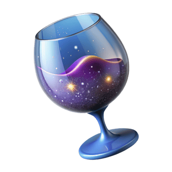 impressive modern A wine glass filled with swirling stardust, high resolution png