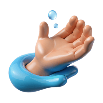 beautiful minimalist A human hand reaching out, made of flowing water, high resolution png