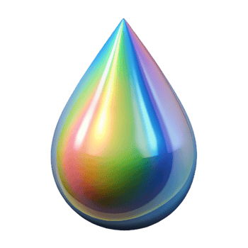 serene artistic A single raindrop with a rainbow refracted within, professional png
