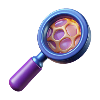 vibrant abstract A stylized magnifying glass with a fractal pattern within, 4K png