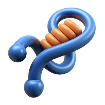 magnificent traditional A stylized question mark made of intertwined DNA strands, detailed png