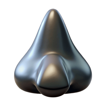 impressive abstract A single, stylized human nose made of polished obsidian, high resolution png