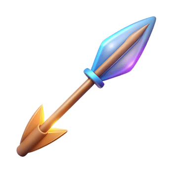 elegant modern A single, enchanted arrow, glowing tip, feathered fletching 4K png