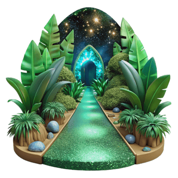 dramatic contemporary Path Through a Rainforest with Vibrant Green Hues Cutout detailed png