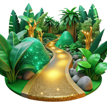 impressive contemporary Path Through a Rainforest with Vibrant Green Hues Cutout png