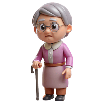 vibrant artistic Worried senior woman with cane, exclusive png