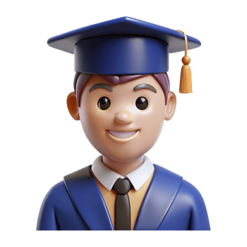 elegant creative Graduate student in cap and gown, genuine png