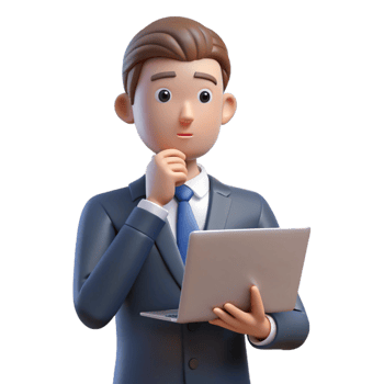 wonderful minimalist Thinking businessman with laptop, high resolution png