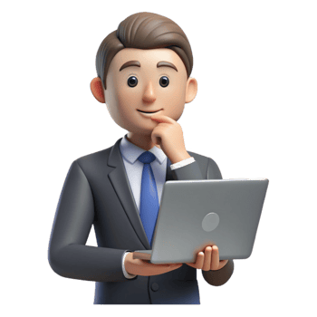 vibrant classic Thinking businessman with laptop, 4K png