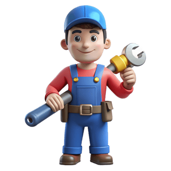 vibrant minimalist Plumber with wrench and pipe, premium png