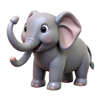 impressive abstract Elephant with raised trunk, high quality png