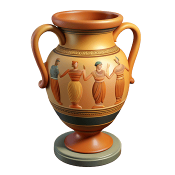 vibrant abstract An ancient Greek vase, decorated with mythological figures high resolution png