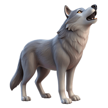 serene classic A howling gray wolf premium png