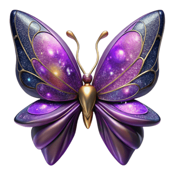 vibrant abstract Purple Butterfly Wings Open Position Transparent Background exclusive png