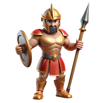 dramatic vintage Ares, God of War, holding spear, 4K png
