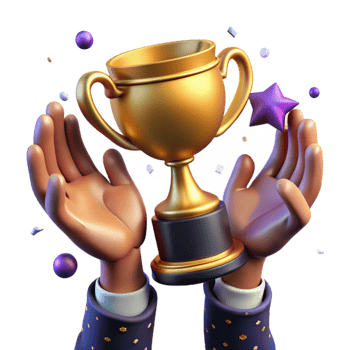 serene modern Raised Hands with Trophy Isolated exclusive png