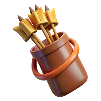 vibrant rustic A quiver full of arrows, fletching visible high quality png