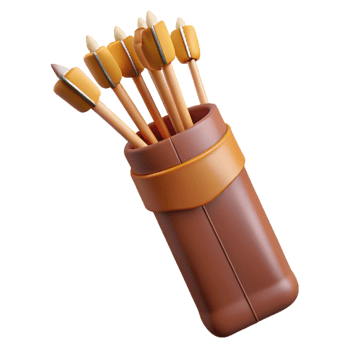 beautiful abstract A quiver full of arrows, fletching visible exclusive png