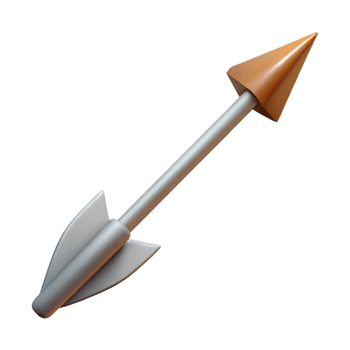 vibrant contemporary A single arrow, metal tip, fletching details high resolution png