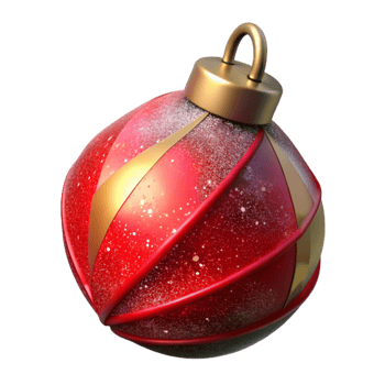 dramatic traditional Red Christmas Ornament Angled View Isolated Element high quality png