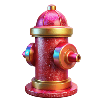 impressive creative Red Fire Hydrant Sidewalk Perspective Isolated Element professional png