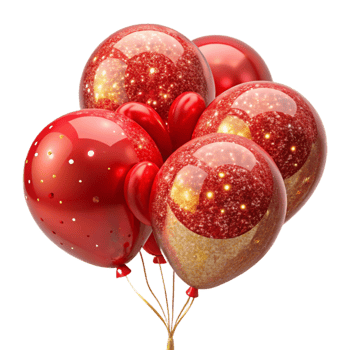 magnificent minimalist Red Party Balloons Cutout on Transparent Background authentic png