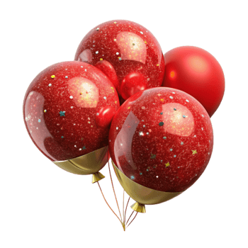 beautiful minimalist Red Party Balloons Cutout on Transparent Background professional png