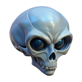 serene traditional Alien skull with intricate bone structure professional png