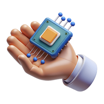 stunning contemporary Cybernetic hand holding a data chip 4K png