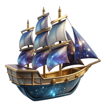 extraordinary creative Sailing Ship with Full Sails Cutout Isolated on Transparent Background high resolution png
