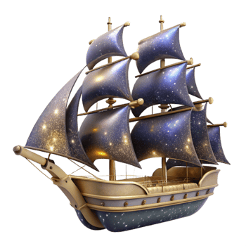 elegant abstract Sailing Ship with Full Sails Cutout Isolated on Transparent Background professional png