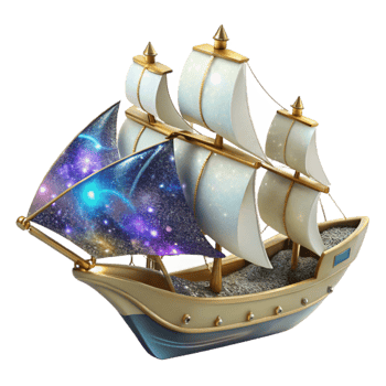 elegant abstract Sailing Ship with White Sails Cutout Isolated png